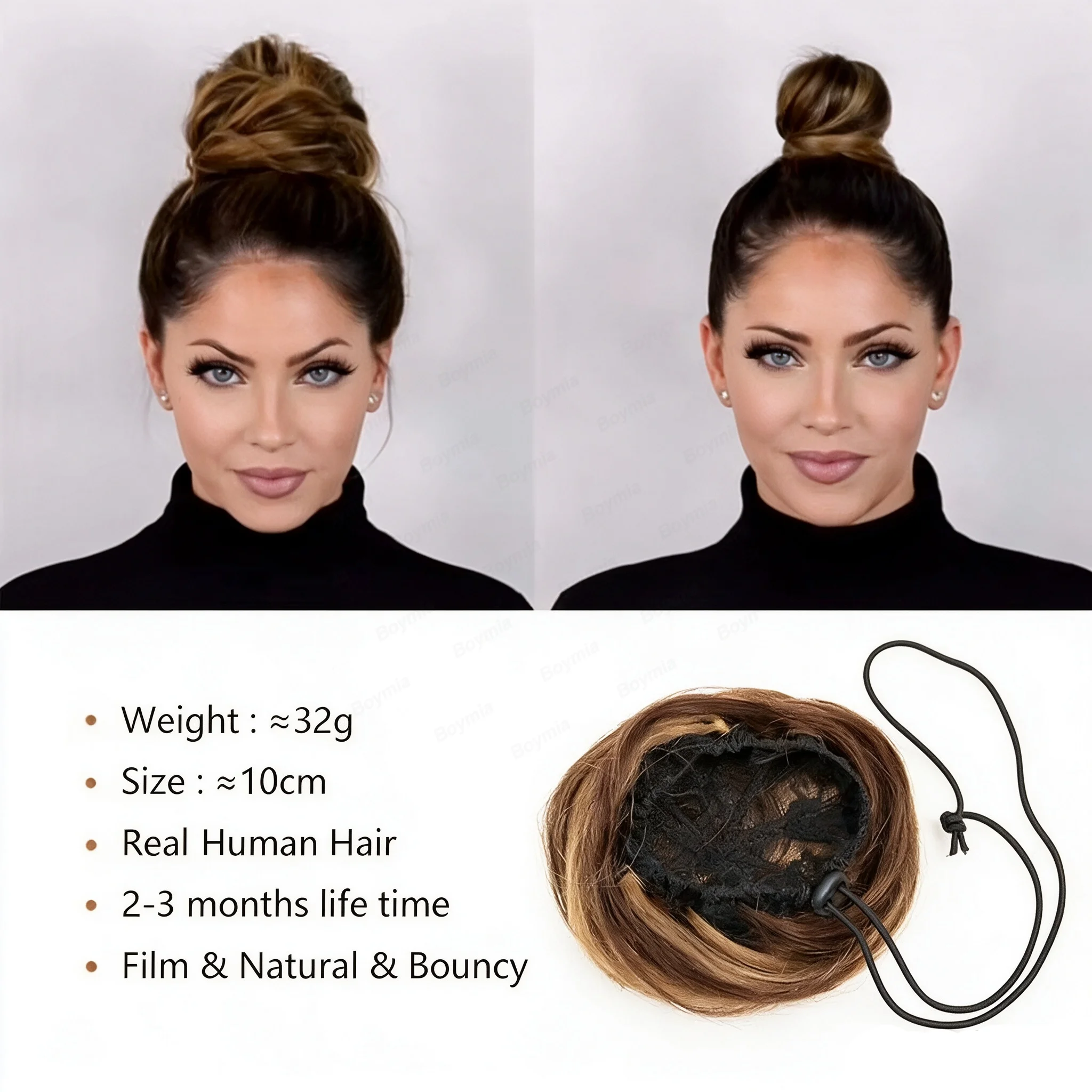 Drawstring Chignon Updo Hairpiece and Claw Clip Messy Bun Hair Piece Human Hair Buns Curly Chignon Hair Bun for Daliy Wear