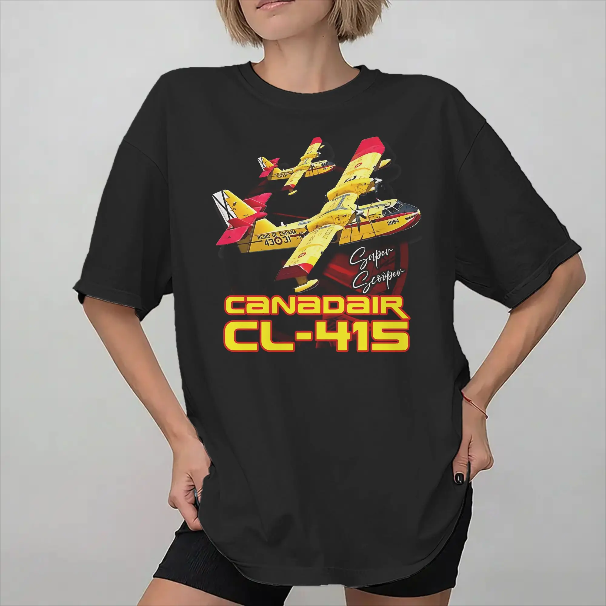 Canadair cl-415 Super Scooper firebomber Aircraft  Accessories Unisex T Shirt Pure Cotton Tee Graphic Printing  T-shirt Clothes