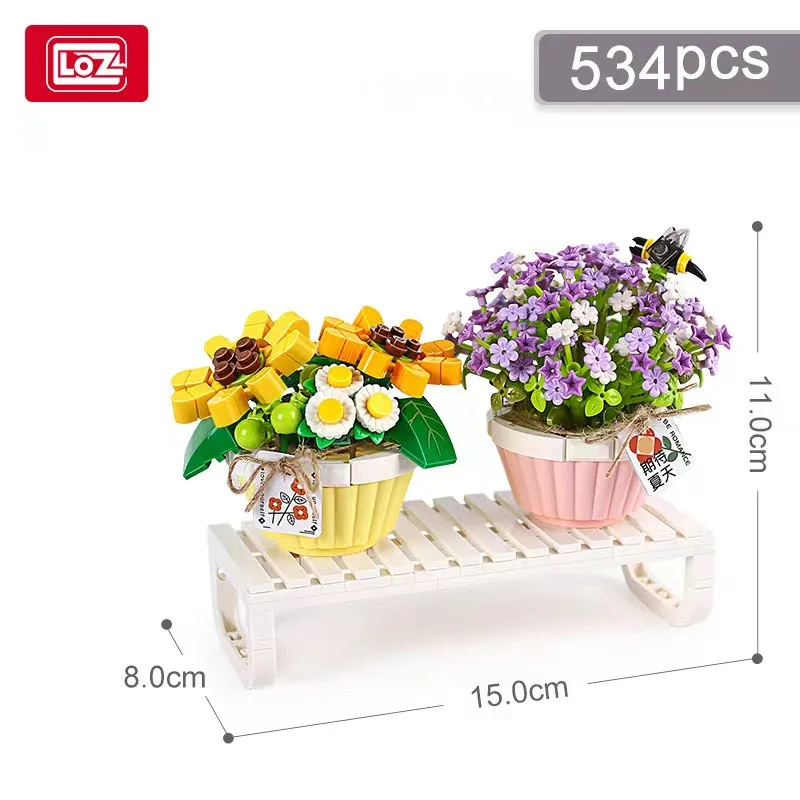 1673 1674  mini Blocks Building Toys DIY Bricks Flower Puzzle Pot Plants  Women Gift Home Decorations Presents