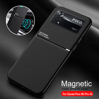 Car Magnetic Holder Leather Phone Cover For Xiaomi poco M4 pro 4G NFC pocco M 4pro M4pro Case TPU Soft Frame Back Protect Coques