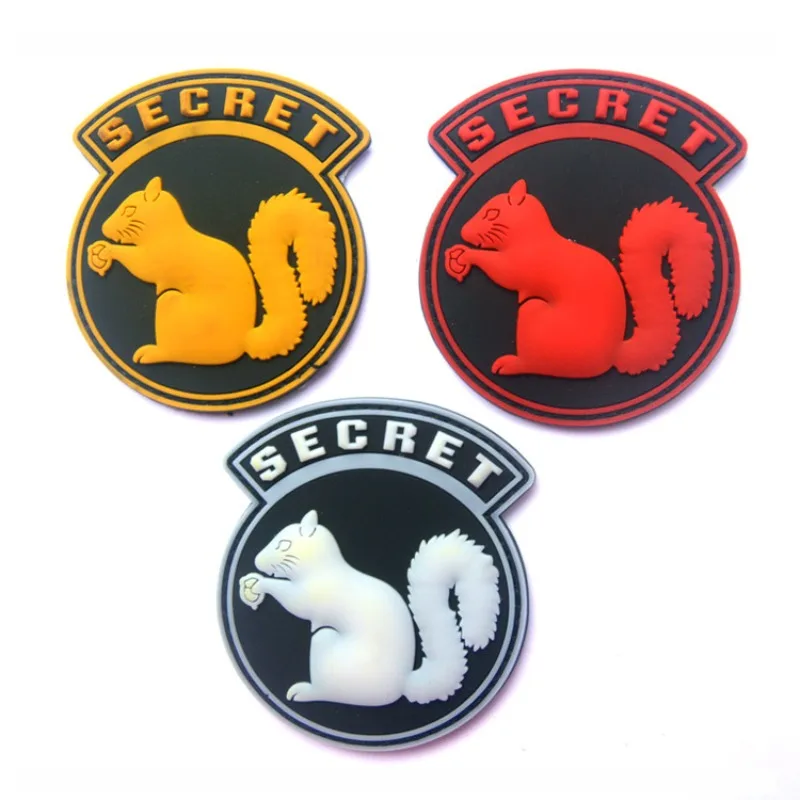 Squirrel Embroidery Patch PVC Armband Tactical Morale Badge Hook and Loop Patches for Clothes T-shirt Jeans Hat Bags Car Bicycle