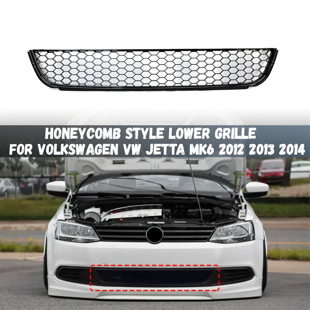 

Глянцевая черная передняя нижняя сотовая сетка, передняя решетка для Volkswagen VW Jetta MK6 2012 2013 2014, гоночная решетка