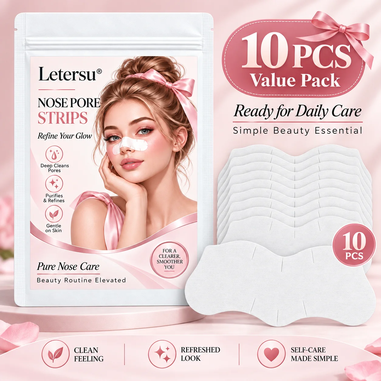 10PCS White Nose Pore Strips, Deep Cleansing Nose Patches, Gentle Daily Nose Care, Soft Fit Easy Use for Men Women