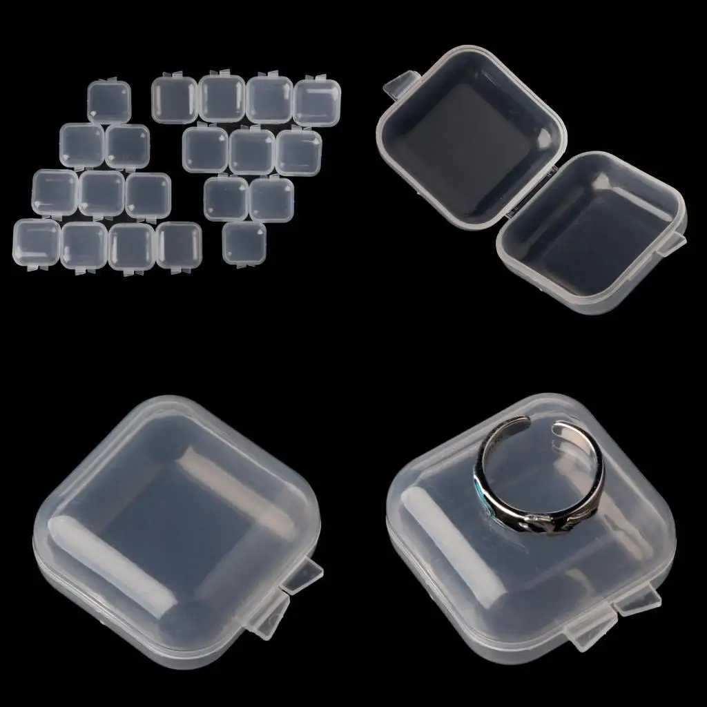 

J78F 20x Mini Square Storage Containers Box with Lid Clear Plastic Box for Tiny Bead
