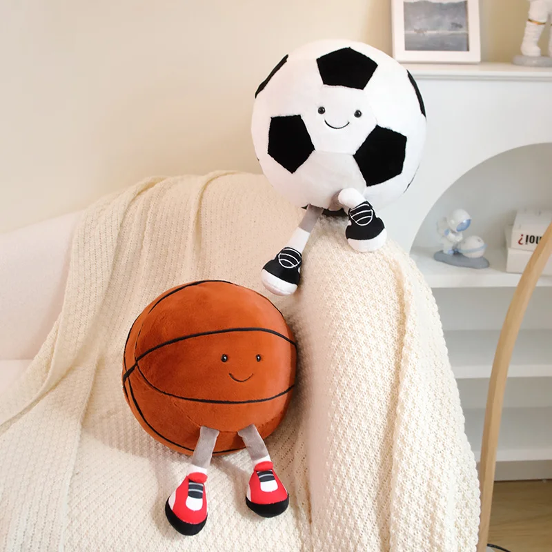 Simulation Funny Market Basketball Football Plush Pillow Toy Doll Soft Ball Decompression Sport Balls Toy Birthday Gift For Boys