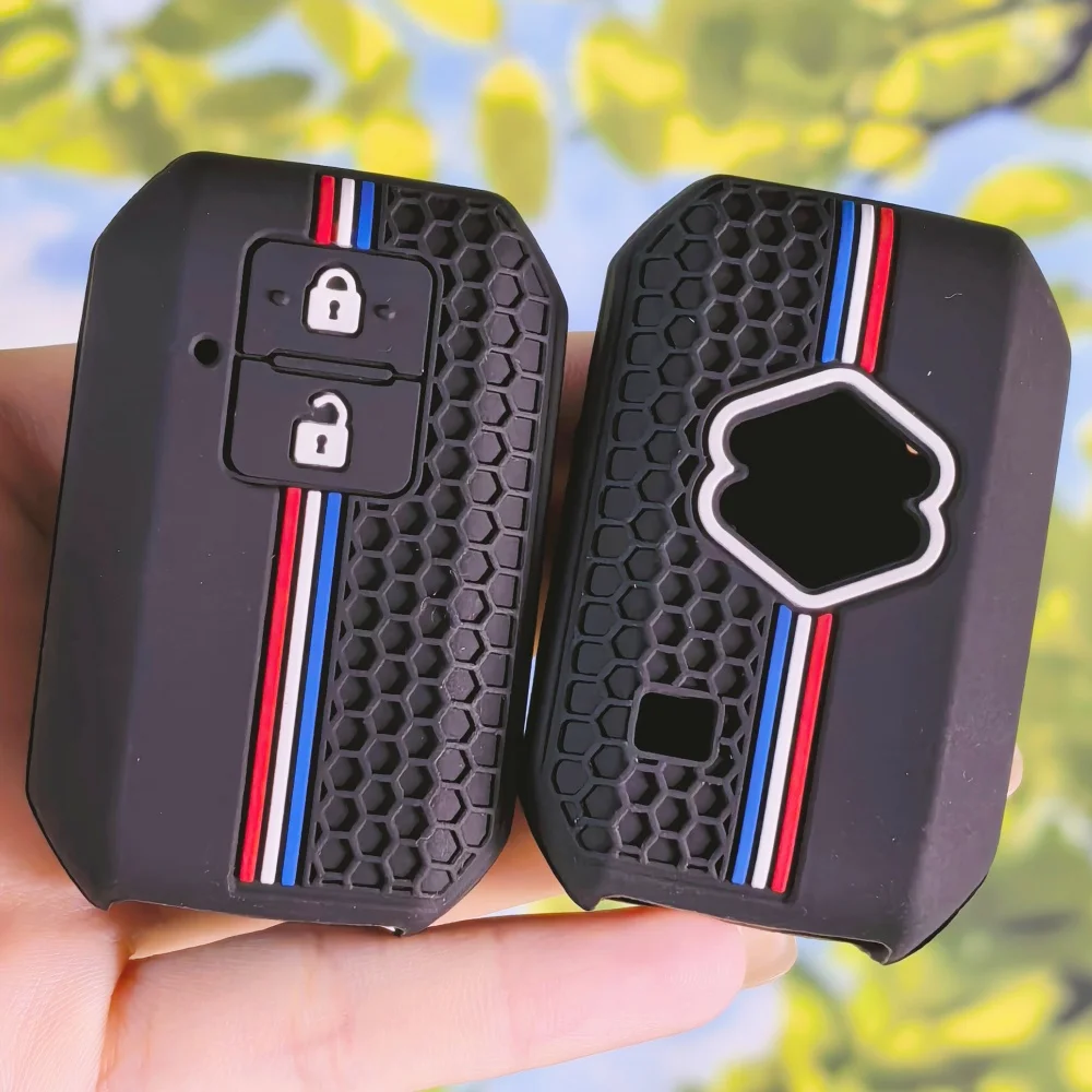Silicone Key Fob Cover with Keychain, Honeycomb Racing Stripe for Suzuki Swift 2017 2018, Keyless Remote Shell Skin Accessories