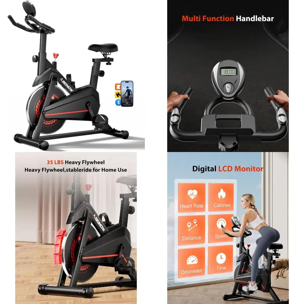 Bicicleta de ciclismo de interior de bajo ruido compatible con aplicaciones con capacidad de 300 libras, diseño compacto para entrenamientos en casa