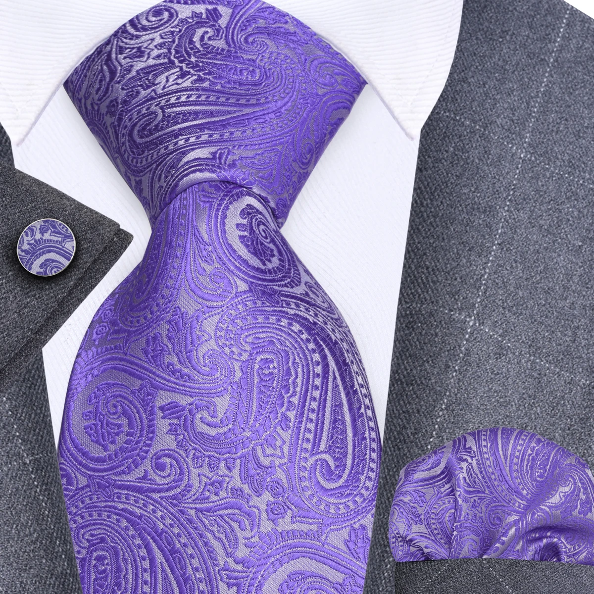 GUSLESON 8 cm Blauw Zwart Roze Mannen Stropdassen Pochet Manchetknopen Set Paisley Zijden Stropdas Bruiloft Relatiegeschenk Stropdas Accessoires