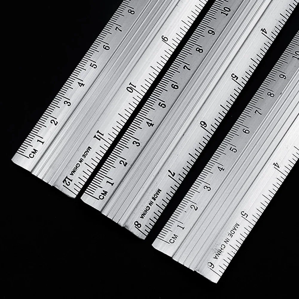 Aluminum Alloy Handle Tools Ruler Dual Scale Ruler Aluminum Alloy Dual Scale Silver Straight Ruler 15cm/20cm/30cm 15cm/20cm/30cm