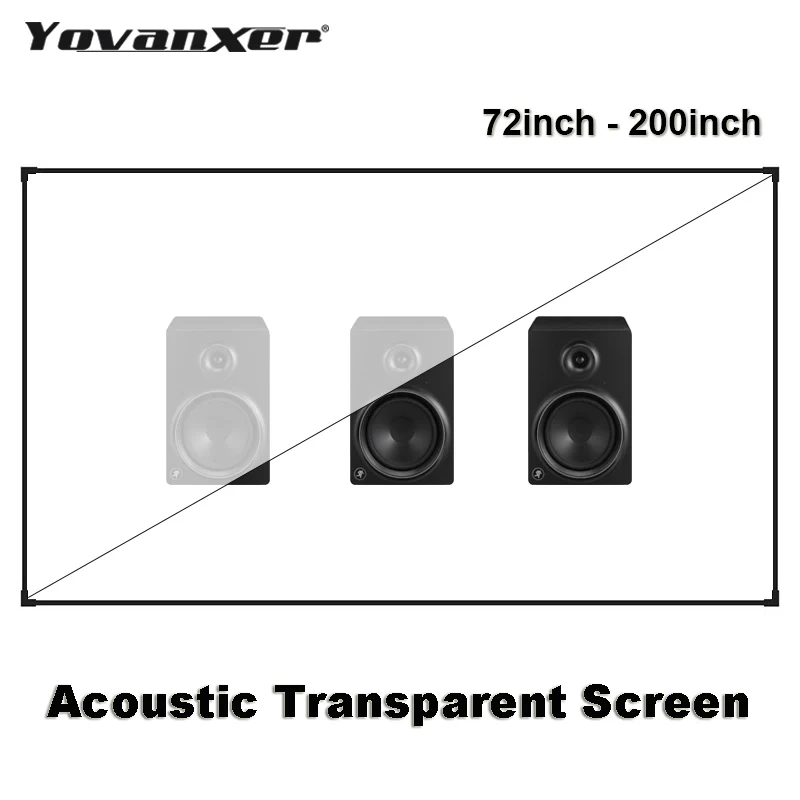 2024 Weave Perforated Sound Acoustic Transparent Projector Screen Aluminum Alloy 1cm Bezel Fixed Frame 72 - 180 Inch