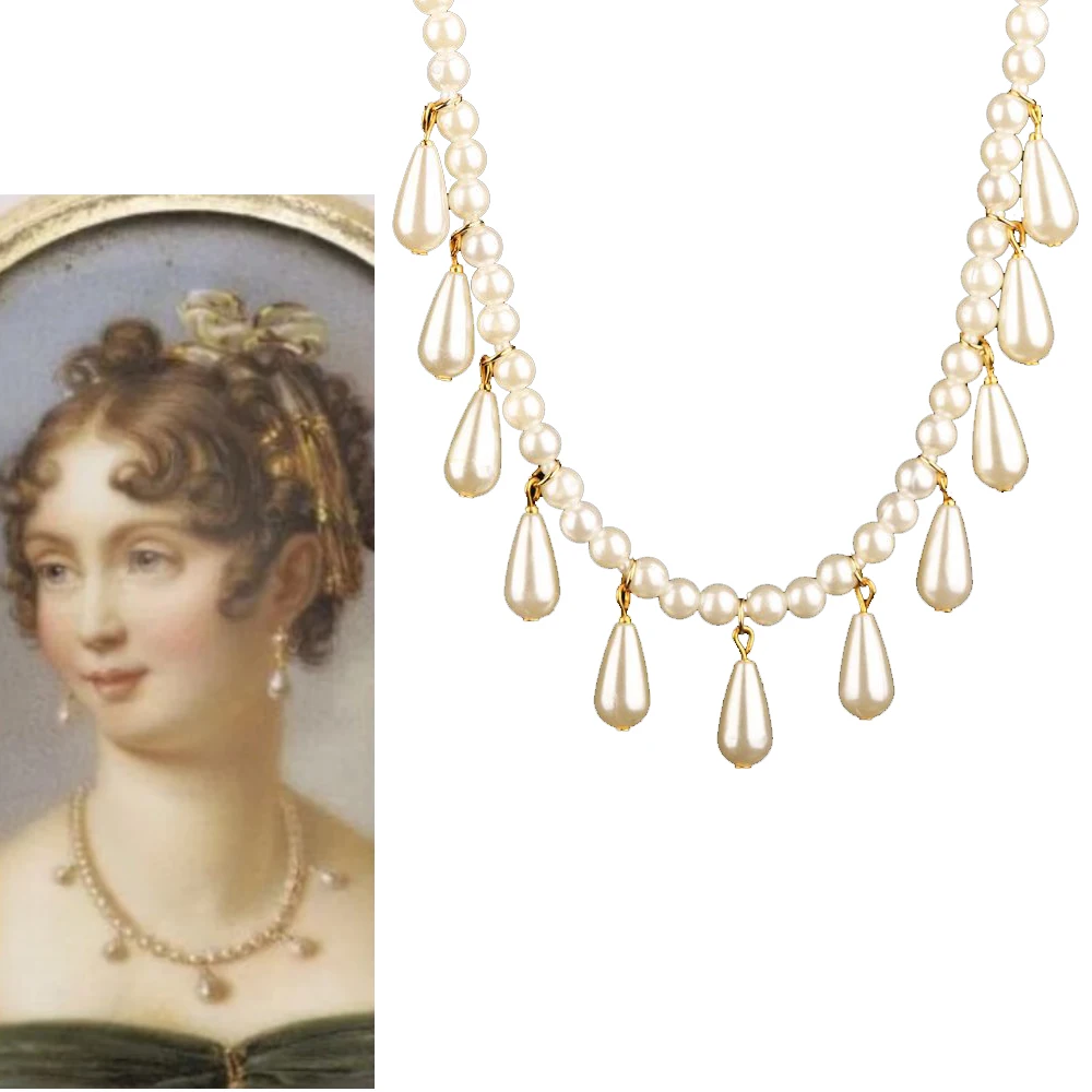 Joséphine Cosplay Queen Pearl Necklace Women's Medieval Noble Regency Pearl Necklace Accessory