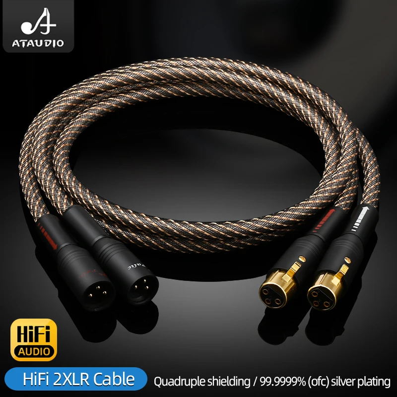 HiFi UK QED XLR Audio Cable High Purity OFC Plated Silver with Quad Shielding  Noise-free 2XLR Male Cable for Mixer Microphone