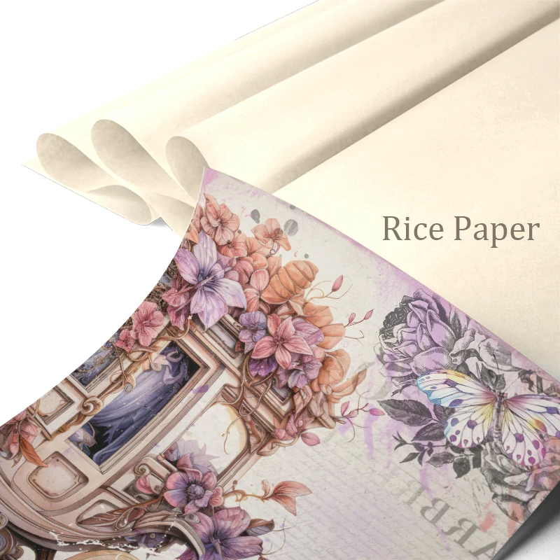 Rice Paper Original Design WuleeGifts Flowers B Retro Scrapbooking Decoration Vintage Junk Journal S24071301 8PCS Craft Papers