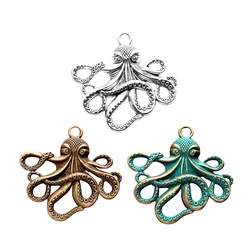 3pcs 57*56mm Vintage 3 Color Octopus Charms Pendant fit DIY Key Chains Connectors Jewelry Making Designer Charm Findings