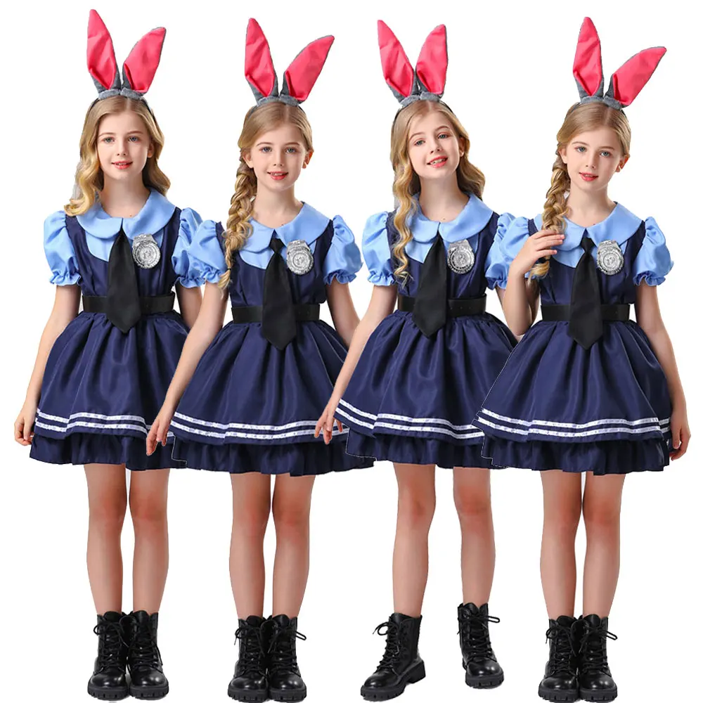 

Anime Kids Girls Police Uniform Rabbit Cosplay Costume Cartoon Joint Style Dress Cosplay Rabbit Dress