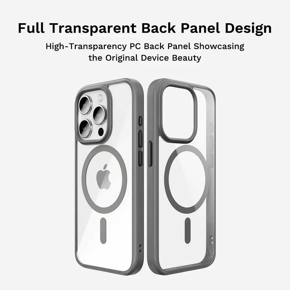 For iPhone 15 Pro Max Case Rock Space Magnetic PC+TPU Shockproof Hybrid Guard Pro High Transparent Back Cover For iPhone 15 Pro