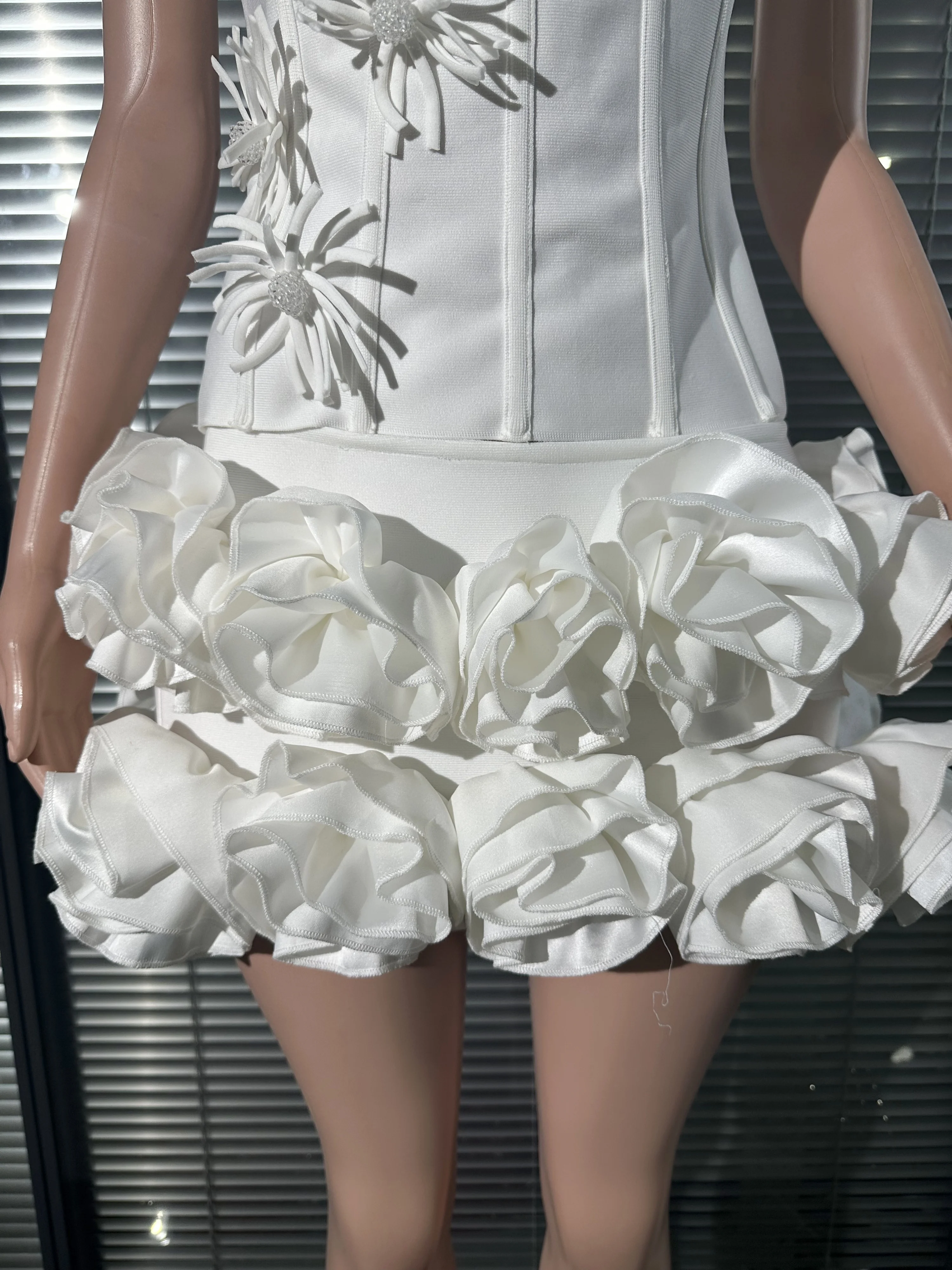 Vrouwen sexy strapless florlas 2-delige bodycon mini-bandagejurk nachtclub feest bruiloft zeemeermin outfit