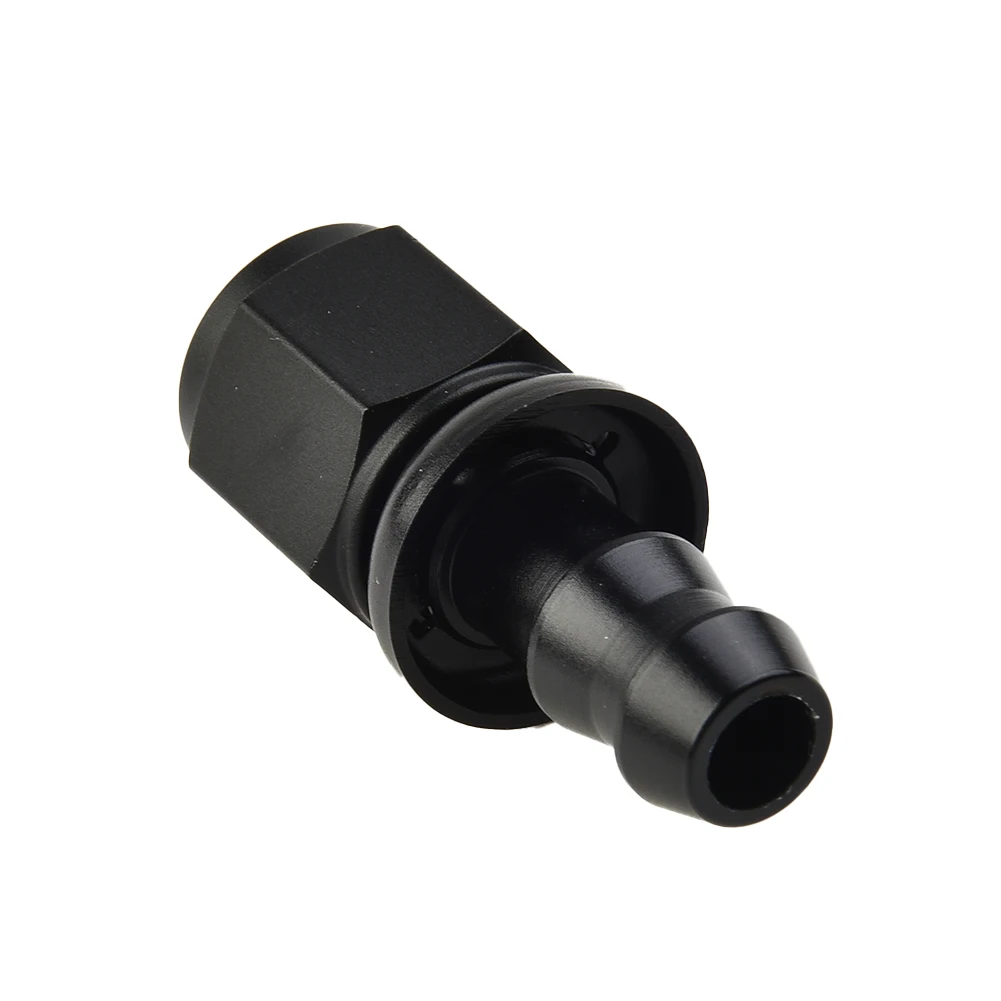 Adapter Swivel Fitting Top of the Line AN6 Female Swivel to 3/8 Straight Push On Hose Adapter in Solid Black Finish