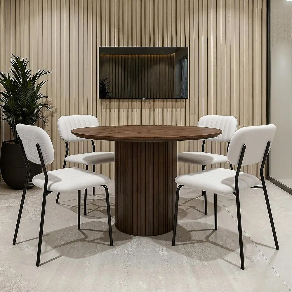 Stackable Dining Chair Set of 2, Fabric Padded Seat Metal Stacking Chair for Home Kitchen Office Waiting Room, White