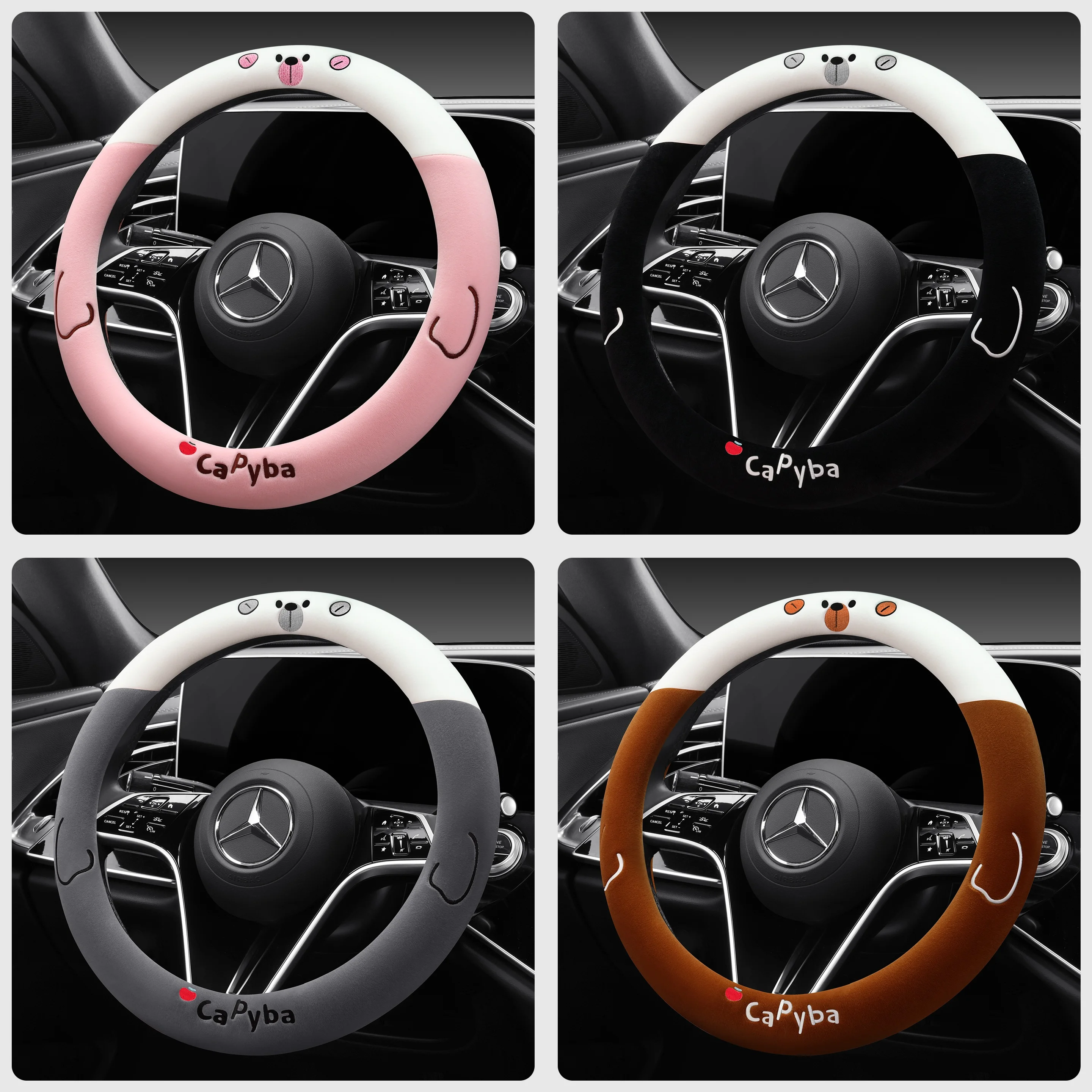 

Capybara Winter Plush Steering Wheel Cover for Women, Anti-Slip Warm Car Protector