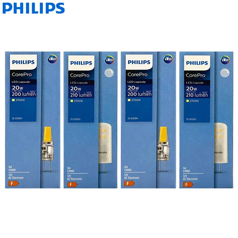 

Philips CorePro 12V LED G4 Capsule Pin Light - 1.7W/2.1W 2700K Warm White, Decorative Bulb to Replace 20W Halogen G4 Desk Light