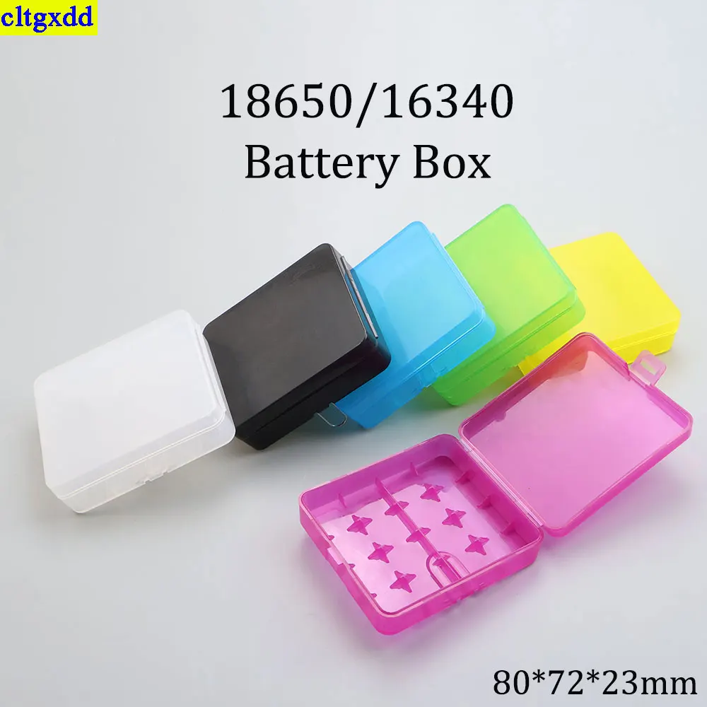 

cltgxdd 1piece 4 card slot 18650 rechargeable battery storage box with metal hook plastic box thickened equipment battery stora