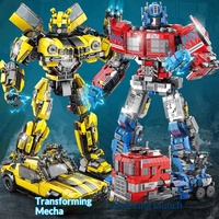 Children's Boy Transforming Warrior Optimus Prime Mecha Engineering Vehicle King Kong Assembly Building Blocks Children's Gift Toys Birthday Present