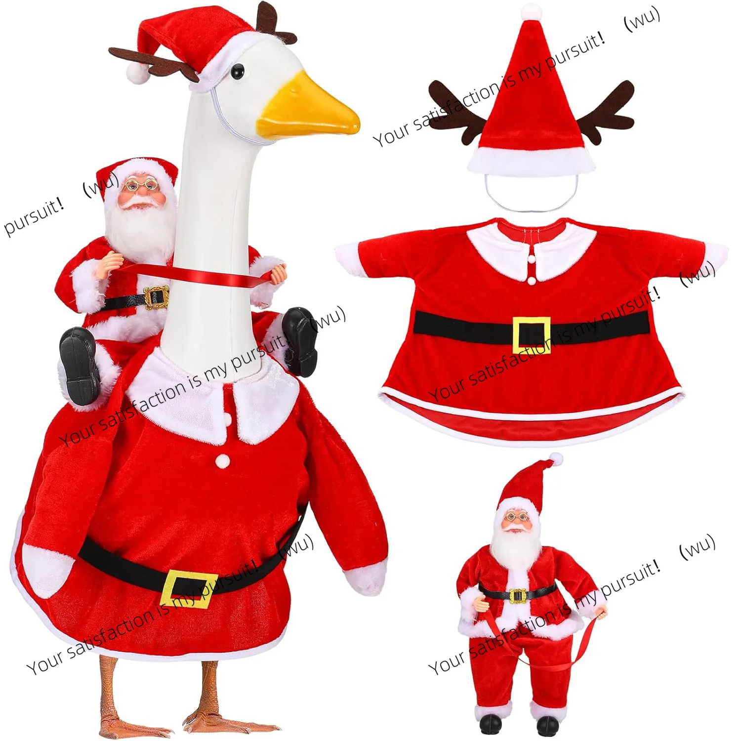 Santa Goose costume, lawn porch goose costume, for 23-inch Christmas outdoor yard decoration