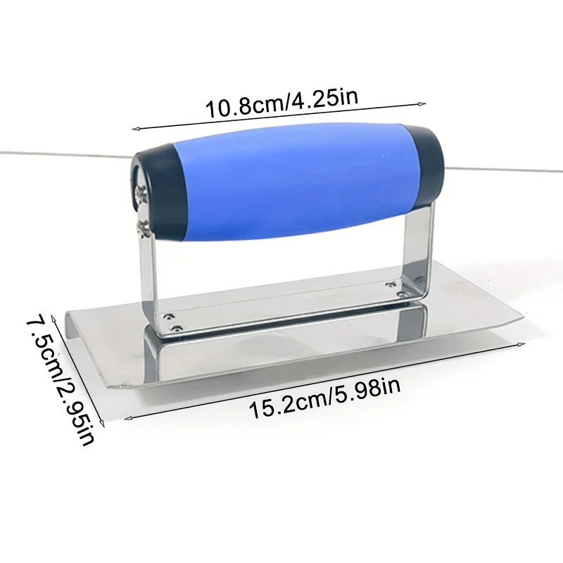 Stainless Steel Pool Trowel & Concrete Edger, Soft Grip Cement Plaster Stucco Masonry Hand Tool for Construction Finishing
