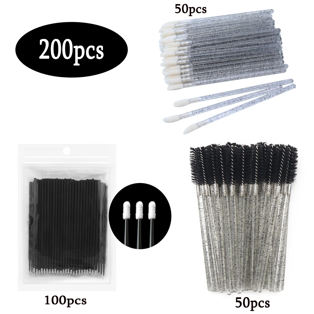 200 Pcs Disposable Makeup Brushes For Eyelashes Eyebrows Lip Tools Set Microbrush Swab Crystal Mascara Wand Supplier