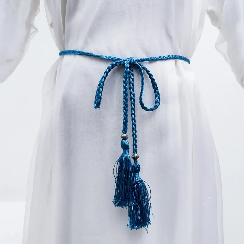 Fashion Chinese Braided Style Woven Tassel Belt Colorful Bohemia Style Women Dress Coat Shirt Clothes Waist Belt Accessories