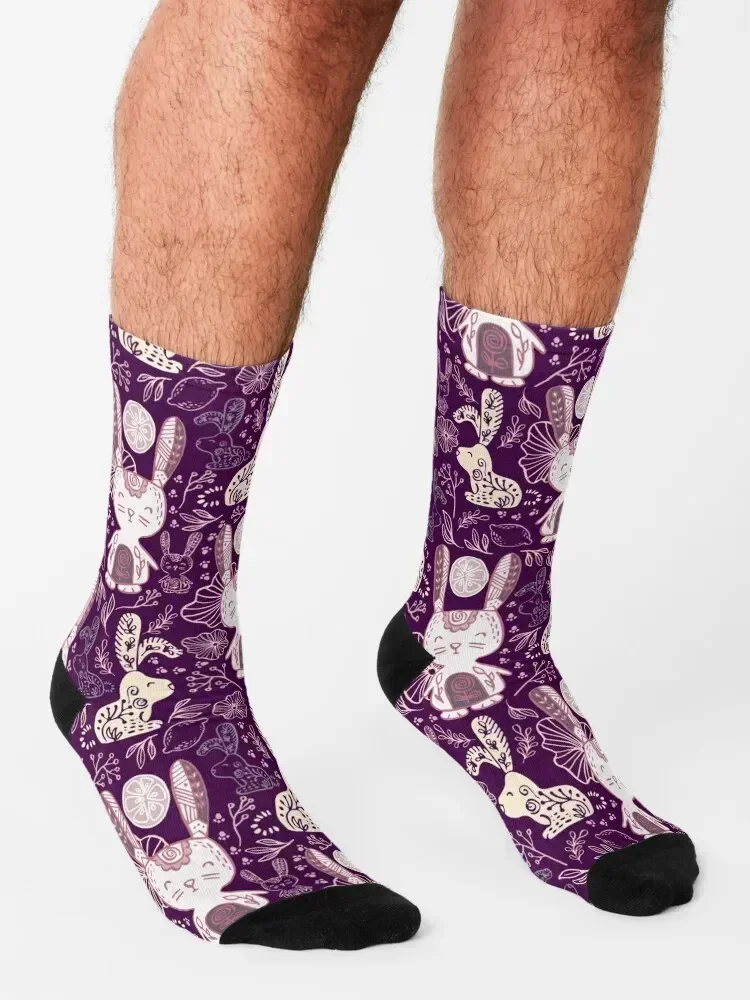 أرنب الليمون اللطيف باللون الأرجواني، جوارب كروسفيت تو الرياضية الفاخرة للرجال والنساء