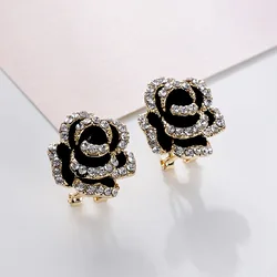 CC Style trendy women's earrings 2024 Korean ear buckles fashionable earrings black rose earrings