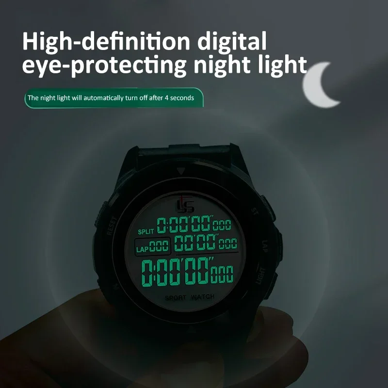 Chronometer, 100 Gruppen, Speicher, Stoppuhr, 0,001 Sekunden Genauigkeit, professionelle LCD-Digital-Sportuhr, wasserdicht, leuchtende Stoppuhr, Timer