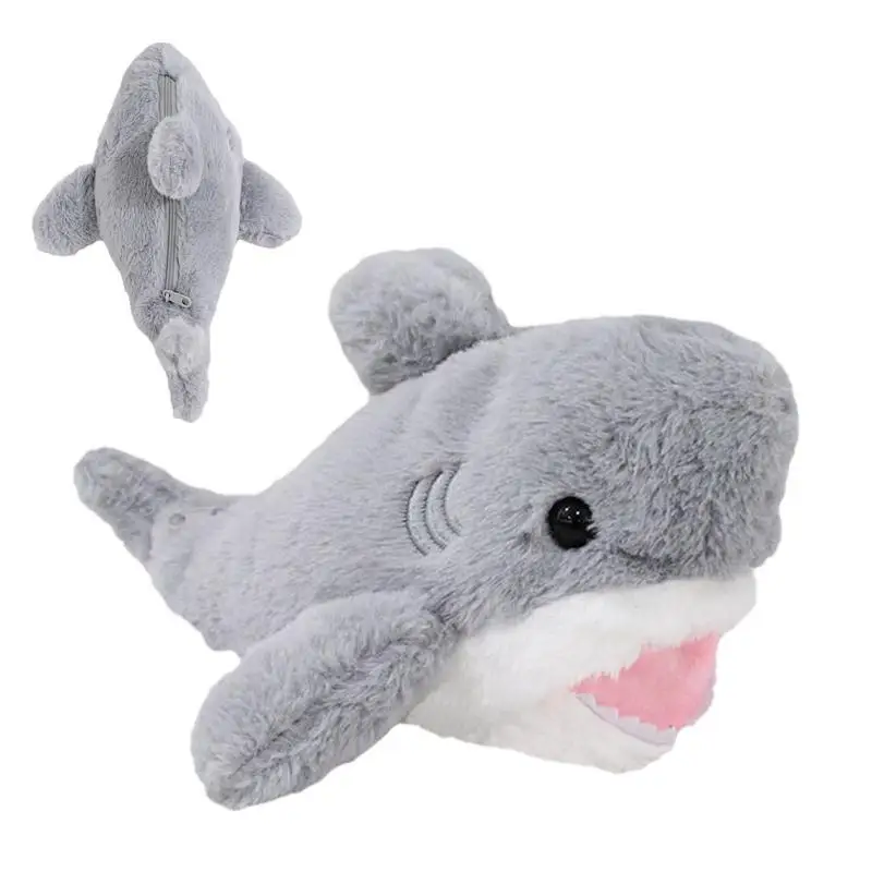 Сумка для хранения ручек, чехол для хранения ручек, плюшевая сумка-органайзер для канцелярских принадлежностей в виде акулы, многофункциональная сумка для хранения канцелярских принадлежностей для школы