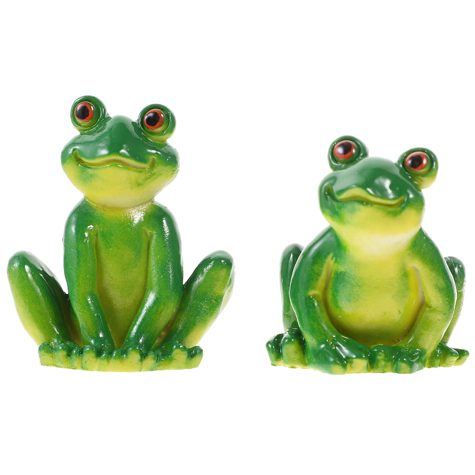 2 Pcs Garden Frog Ornament Small Models Photo Prop Mini Decor Fairy Decorate Cute Adorable Decors Resin Sculptures Moveable