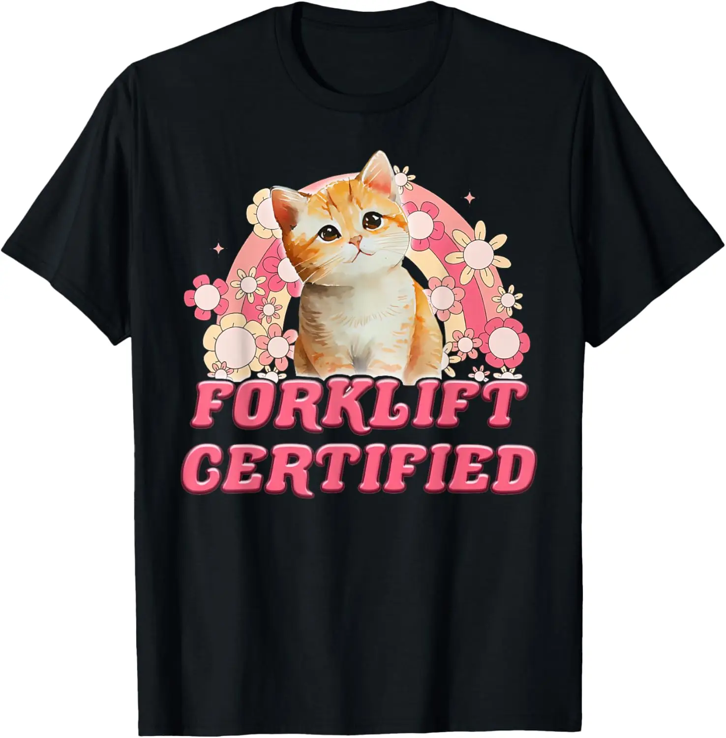 

Забавная мужская и женская футболка с изображением кошачьего вилочного погрузчика