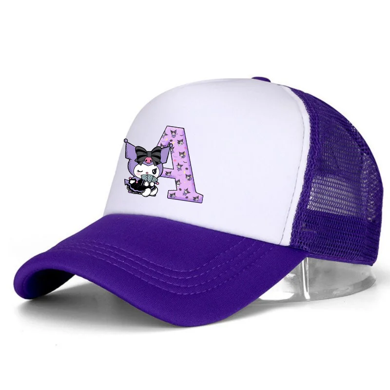 

Kuromi Peaked Cap Cartoon Purple Letter Baseball Caps Boys Girls Summer Breathable Mesh Hat Parent-child Hat Peacoat Kids Gift