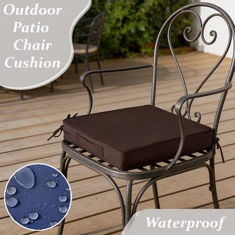 

High Resilience Waterproof Outdoor Patio Chair Pad UV-Resistant Foam Seat Cushion with Removable Cover for Garden Balcony Decor
