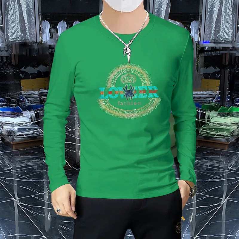

Men's Long Sleeved T-shirt Round Neck Tops Comfortable Pullover Fashionable Stylish Glitter Party Trendy Attire Interior Clothes