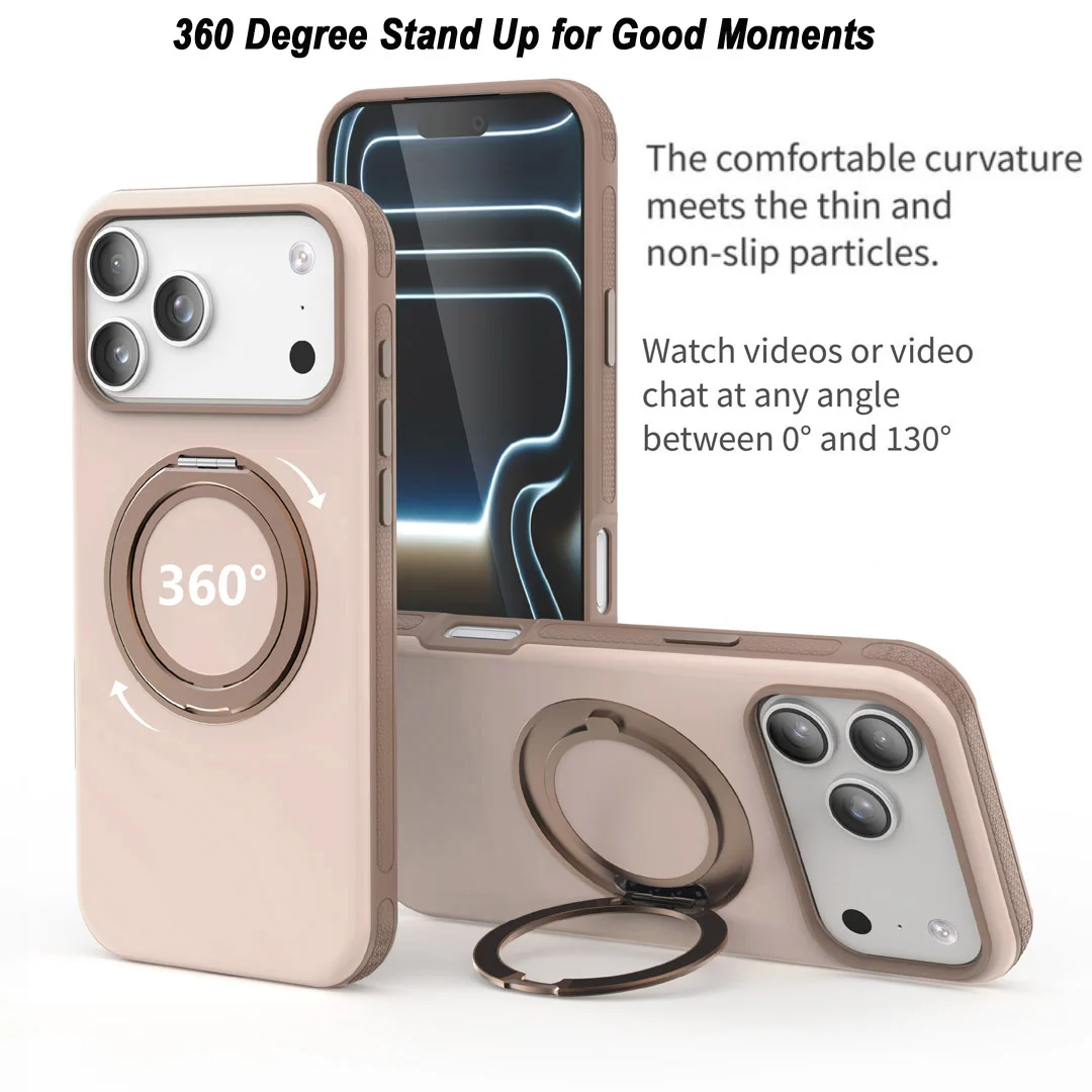 

360°Rotating Bracket Anti-Slip Anti-Drop Case For iPhone 12 13 14 15 16 17 Pro Max Plus Stand Magnetic Wireless Charging Cover