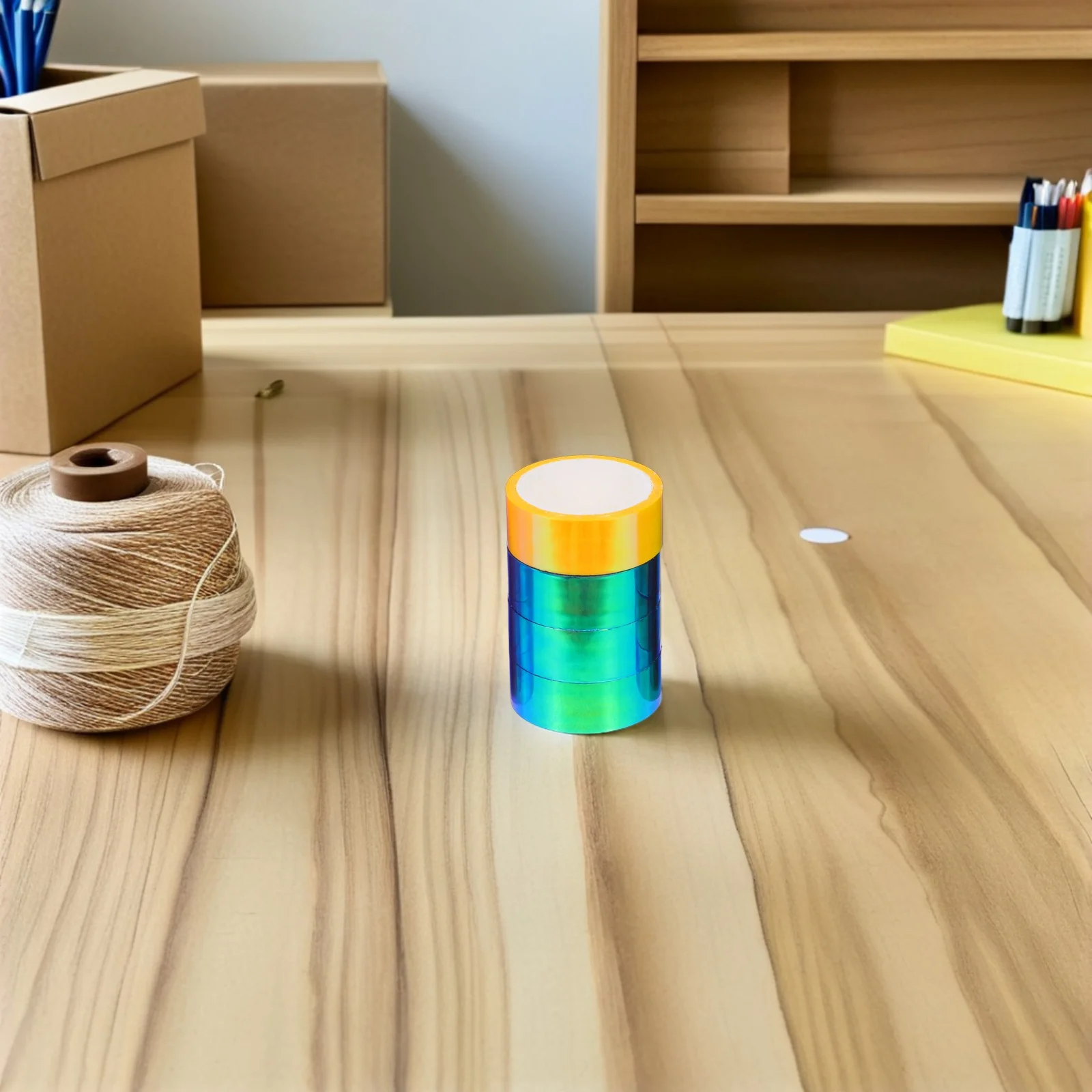 เทปฟิล์มสีรุ้ง 12 ม้วนความหนืดสูงไล่ระดับสี Pe กันน้ำกาว DIY สีผสมสำหรับห่อของขวัญงานฝีมือสมุดภาพ