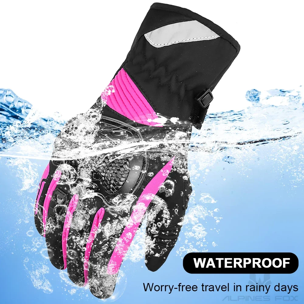 SUOMY Winter Motorcycle Gloves Windproof Waterproof Warm Motorbike Riding Gloves Women Lady Pink Motocross Guantes Touch Screen view 6
