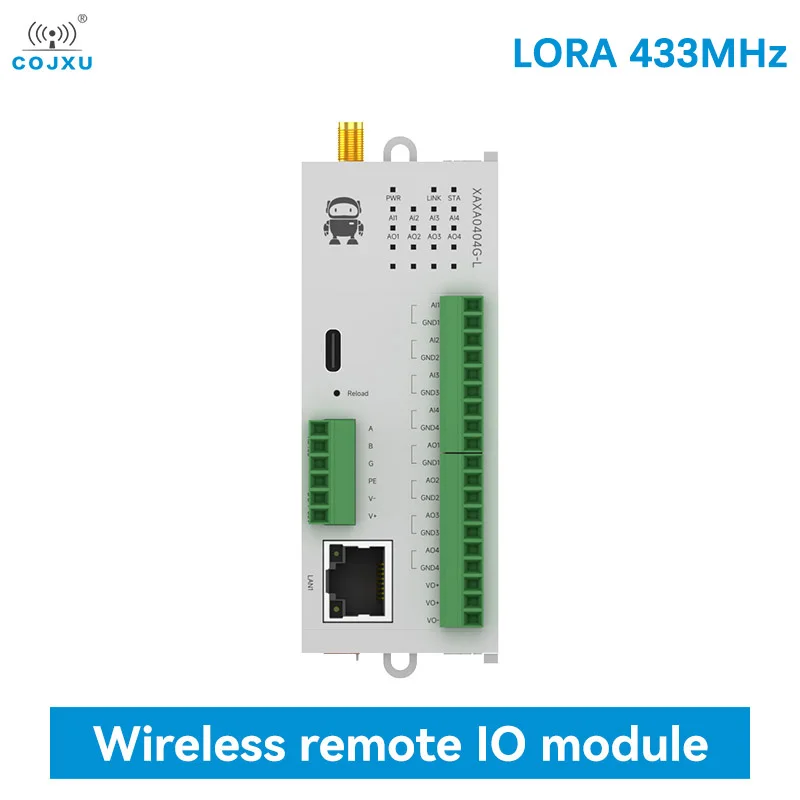 4AI+4AO LoRa 433 МГц Распределенный модуль дистанционного ввода-вывода COJXU M31-XAXA0404G-L Хост-модуль LoRa RJ45 RS485 30 дБм 10 км Поддержка Modbus