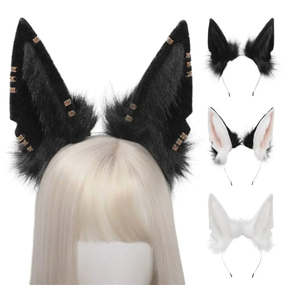 Women Furry Animal Wolf Ears Headdress Plush Hairband Furry Lolita Headband Adults Kids Halloween Christmas Cosplay Headwear