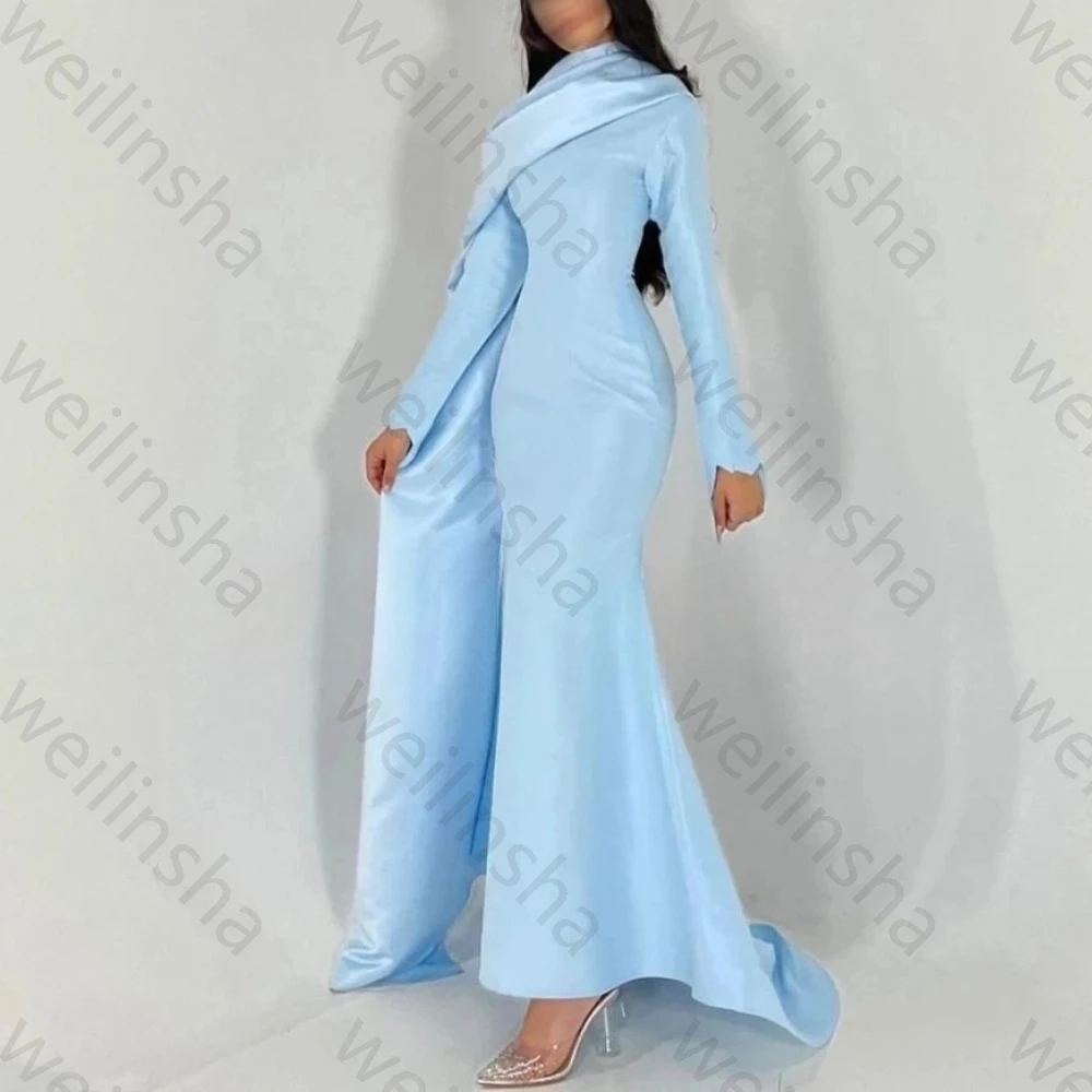 Elegante o-pescoço mangas compridas vestidos de noite sexy sereia vestido de celebridade requintado de alta qualidade vestido de festa de baile feminino personalizado