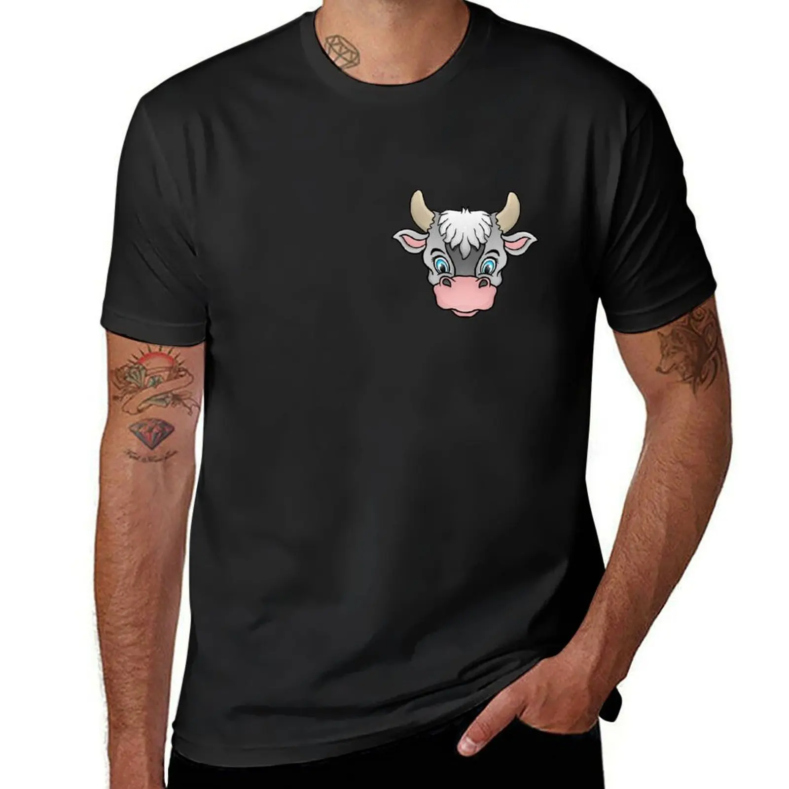 

Cartoon cow head T-Shirt summer clothes customizeds tees men t shirt