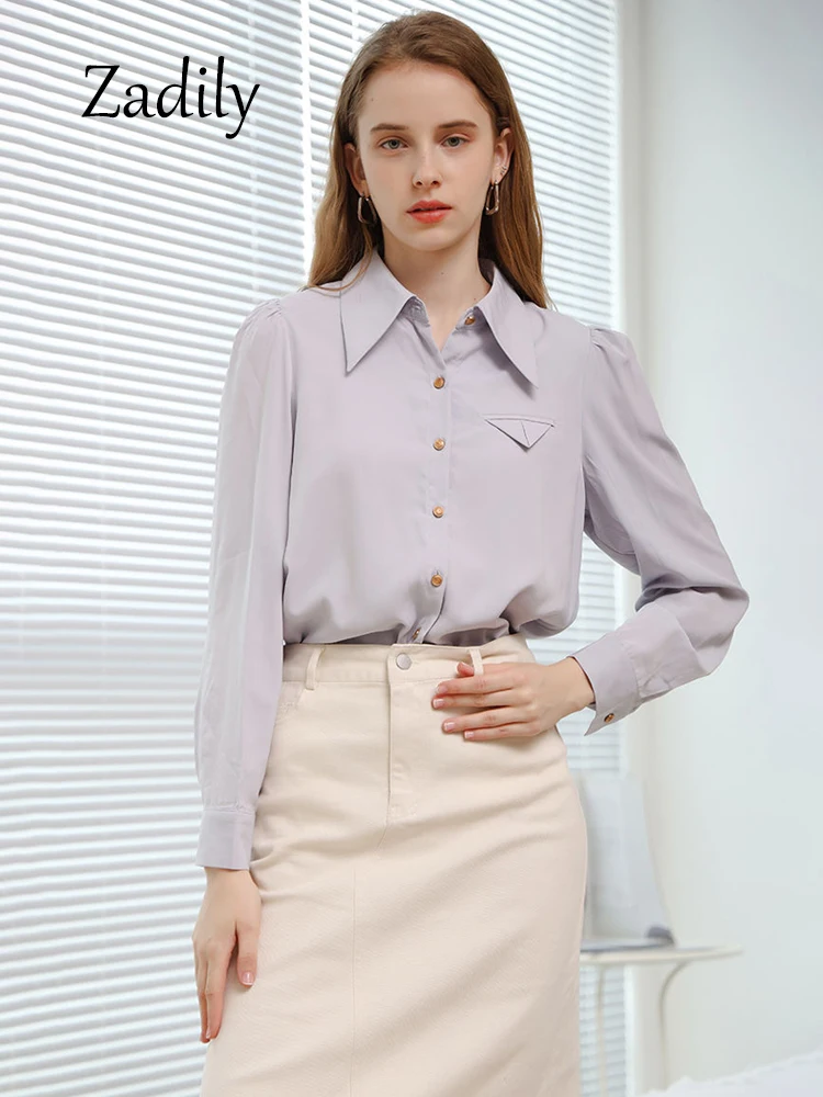 

Женская Офисная рубашка с длинным рукавом, на пуговицах