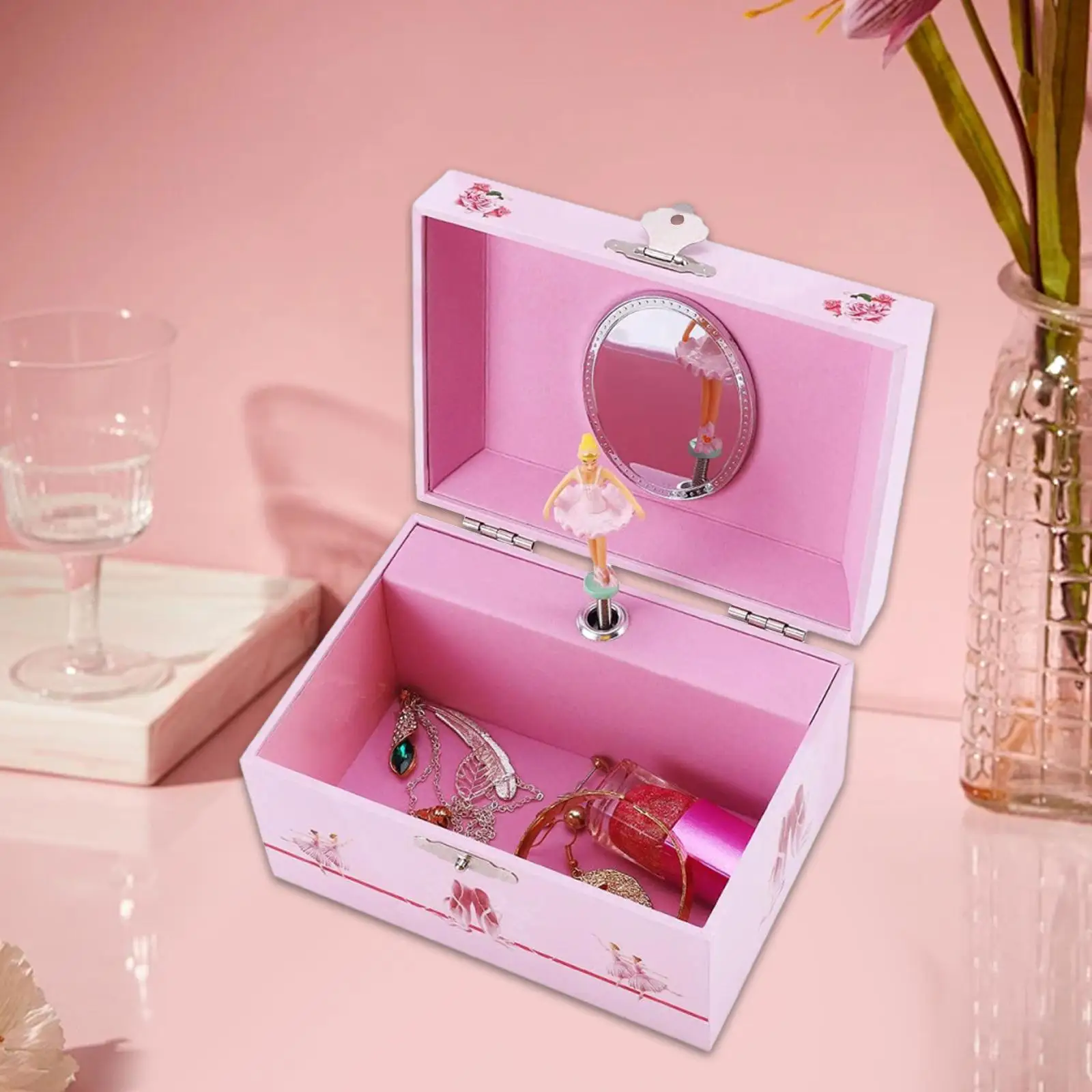 

Jewelry Storage Music Box Jewelry Storage Box Sturdy Birthday Gifts Pink Dance