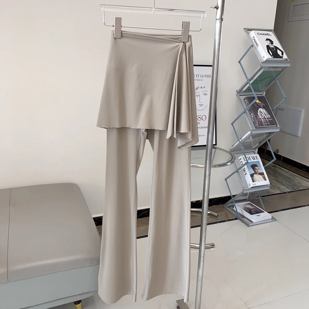 Hochgeschnittene, ausgestellte Yoga-Hose für Damen, Po-Formende, Zweiteilige Optik Leggings, Workout-Rock, Pilates, Fitness, Lauf- und Trainingshose – Detail 5
